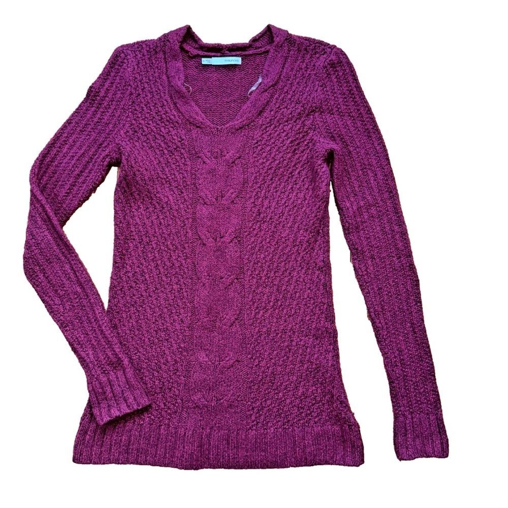 Maurices Sweater kinit Women's Cozier V-Neck Burgundy Size Small tunic boho